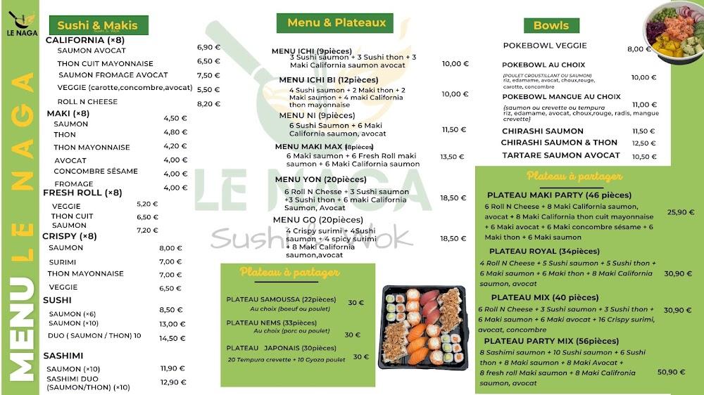 Le Naga traiteur asiatique Sushi & Wok - Menu Image 1